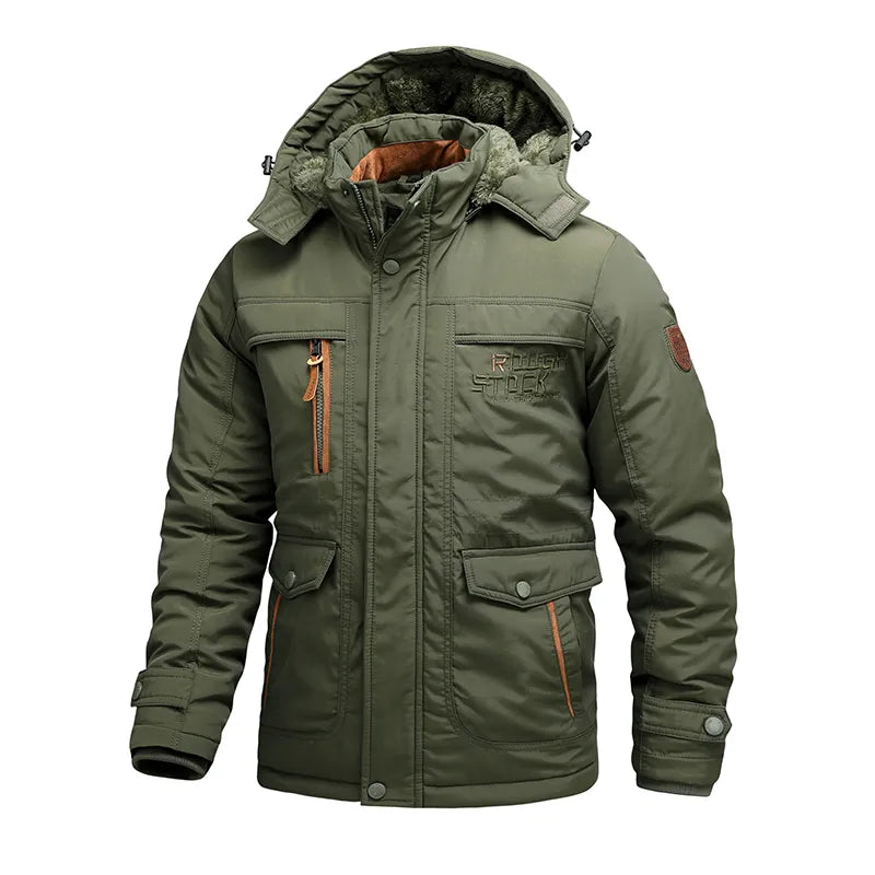 Heren Winterjas Waterdicht Gevoerd met Afneembare Capuchon