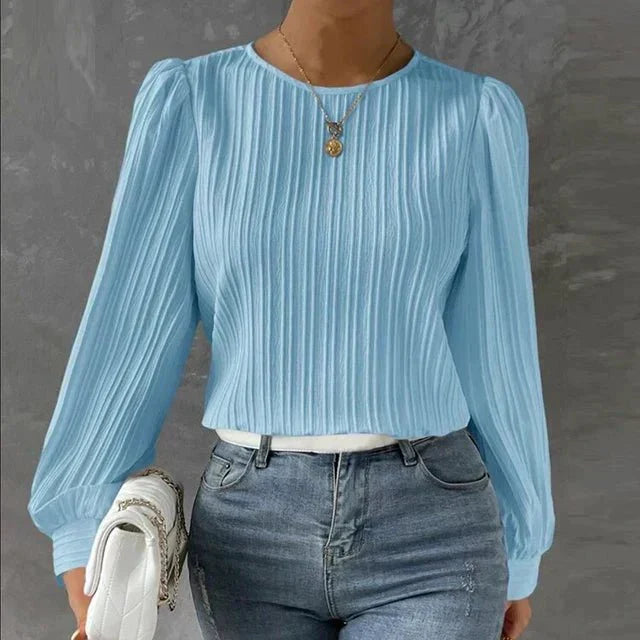 Dames Blouse met Verticale Strepen en Strikdetails