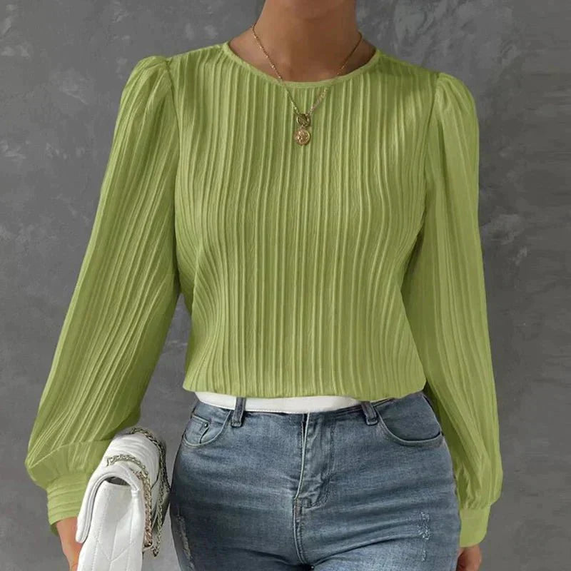 Dames Blouse met Verticale Strepen en Strikdetails