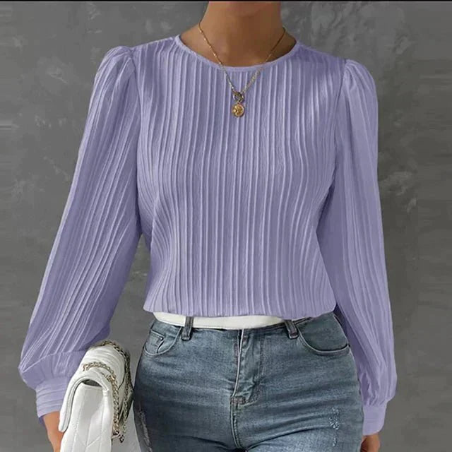 Dames Blouse met Verticale Strepen en Strikdetails