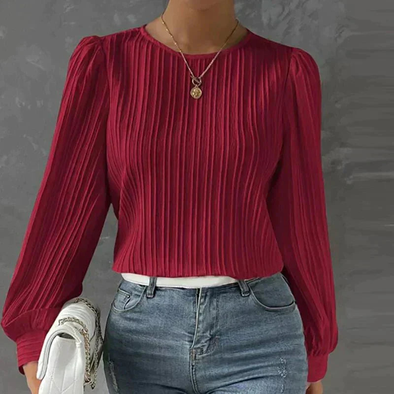 Dames Blouse met Verticale Strepen en Strikdetails