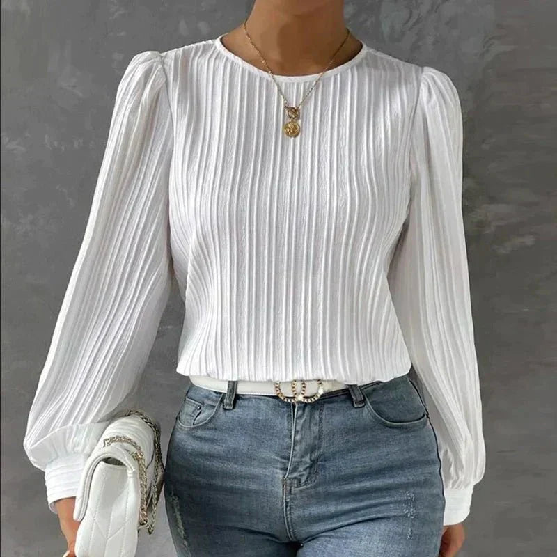 Dames Blouse met Verticale Strepen en Strikdetails - StudioMarella