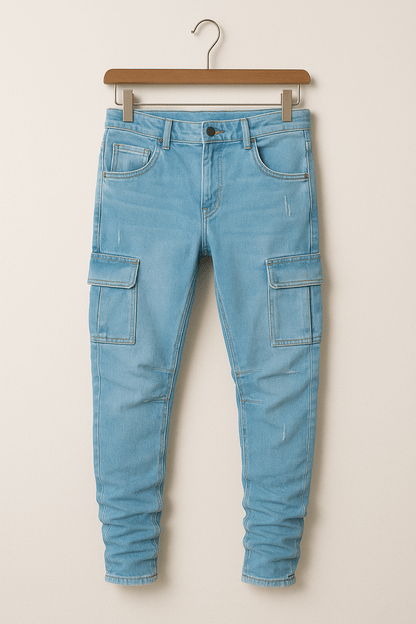 Heren Jeans Cargo Stretch Slim Fit Met Veel Zakken