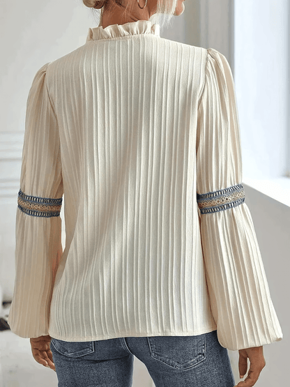 Dames Blouse Lange Mouwen Fijne Plooien Elegant