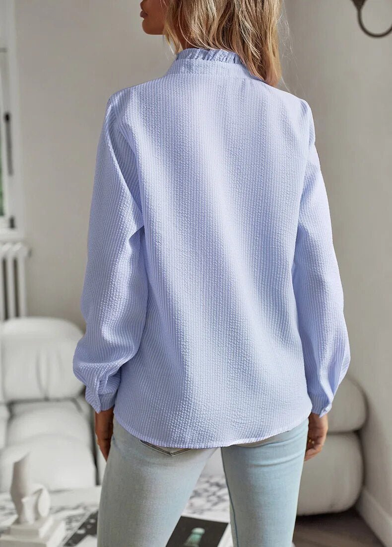 Dames Blouse Lange Mouwen met Ruches en Vrouwelijke Pasvorm