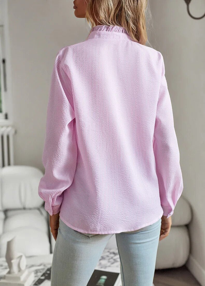 Dames Blouse Lange Mouwen met Ruches en Vrouwelijke Pasvorm