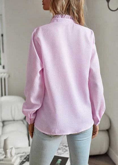 Dames Blouse Lange Mouwen met Ruches en Vrouwelijke Pasvorm