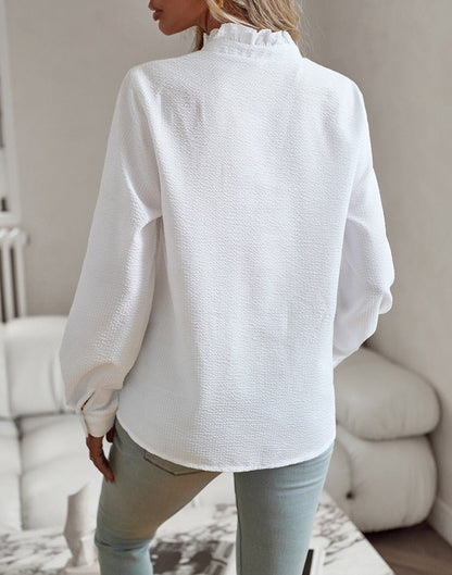 Dames Blouse Lange Mouwen met Ruches en Vrouwelijke Pasvorm