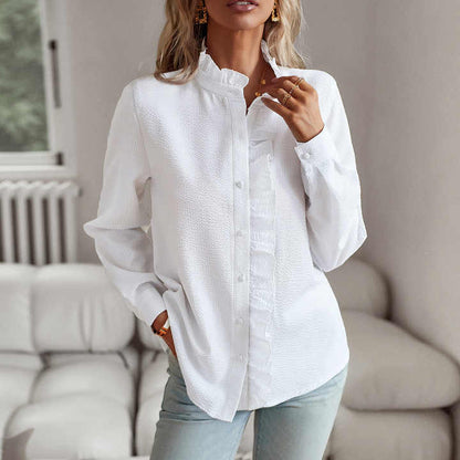 Dames Blouse Lange Mouwen met Ruches en Vrouwelijke Pasvorm