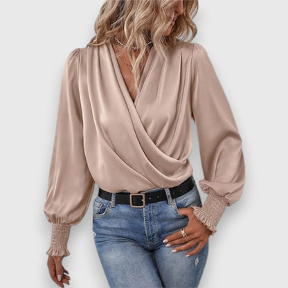 Dames Blouse Satijn Regular Fit - StudioMarella