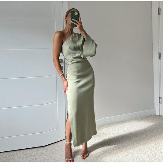 Elegante One-Shoulder Maxi Jurk voor Vrouw - StudioMarella