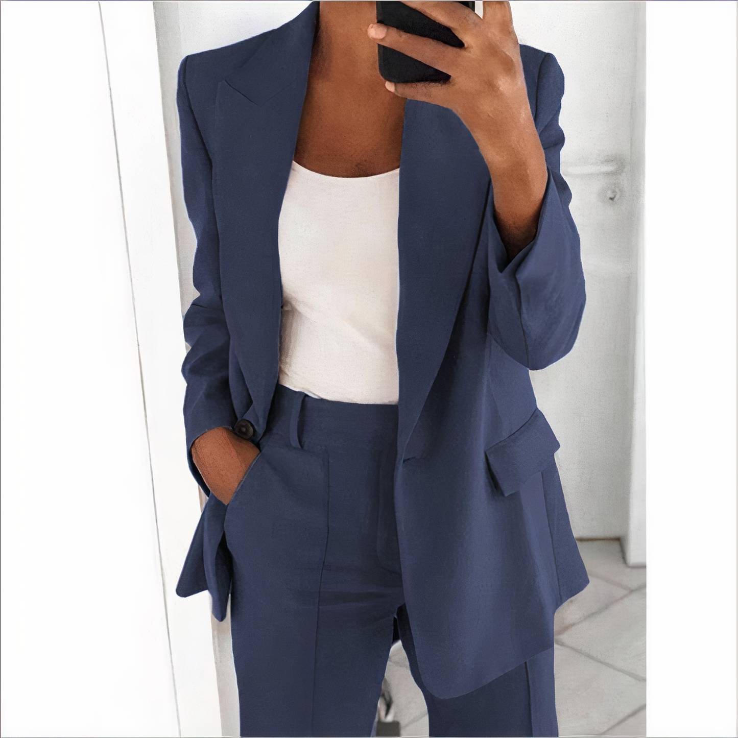 Dames Blazer Broek Set Kantoorkleding Trendy Zakelijk