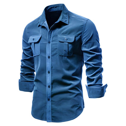 Heren Blouse Lange Mouwen Borstzakken Casual Stijl