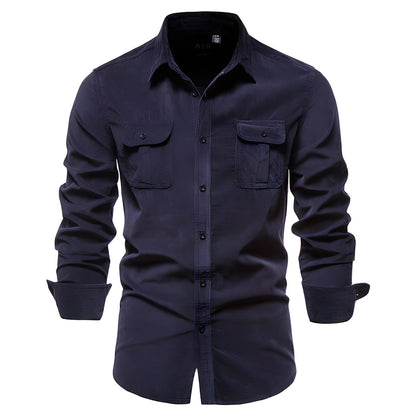 Heren Blouse Lange Mouwen Borstzakken Casual Stijl