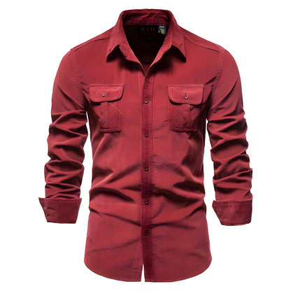Heren Blouse Lange Mouwen Borstzakken Casual Stijl
