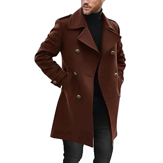 Heren Peacoat Dubbelrijig Warm Wolmix Winterjas - StudioMarella