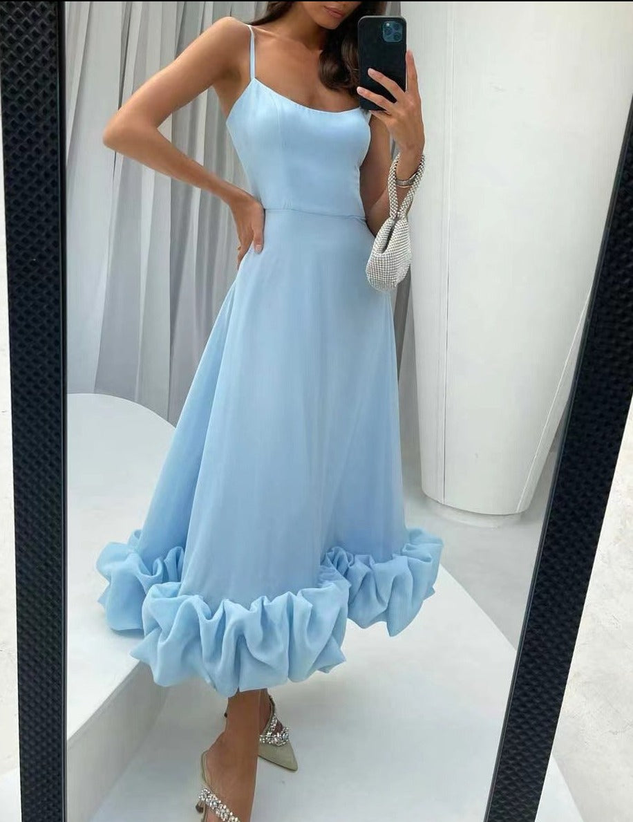 Elegante Midi Jurk voor Vrouwen Zwart Effen Model