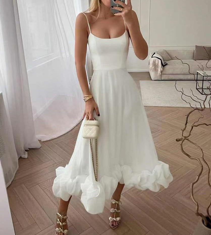 Elegante Midi Jurk voor Vrouwen Zwart Effen Model
