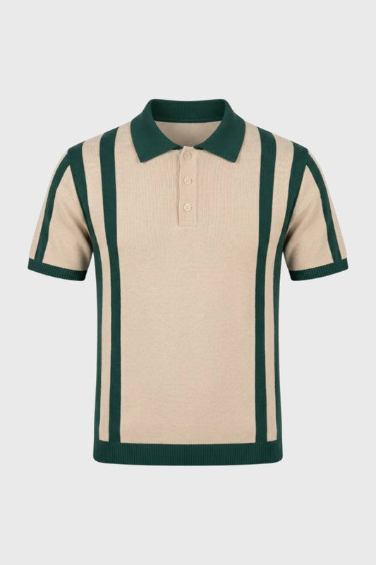 Heren Polo Korte Mouwen Gestreept Retro Stijl - StudioMarella