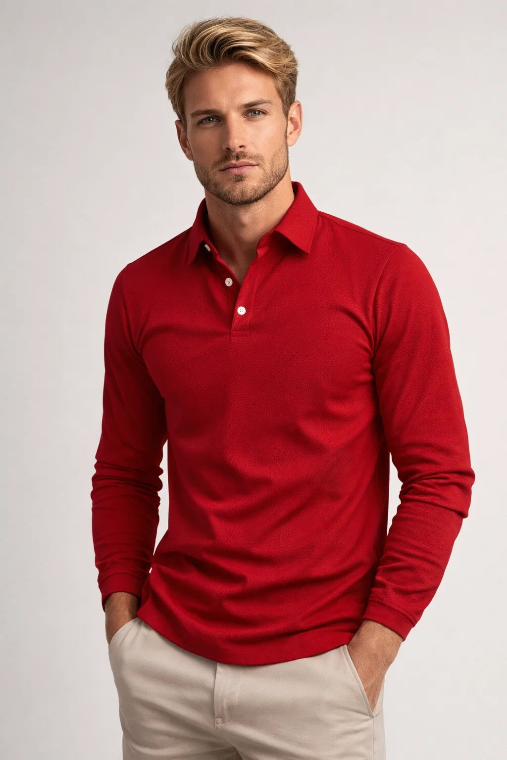 Polo Heren Lange Mouwen Klassieke Kraag Casual Stijl - StudioMarella