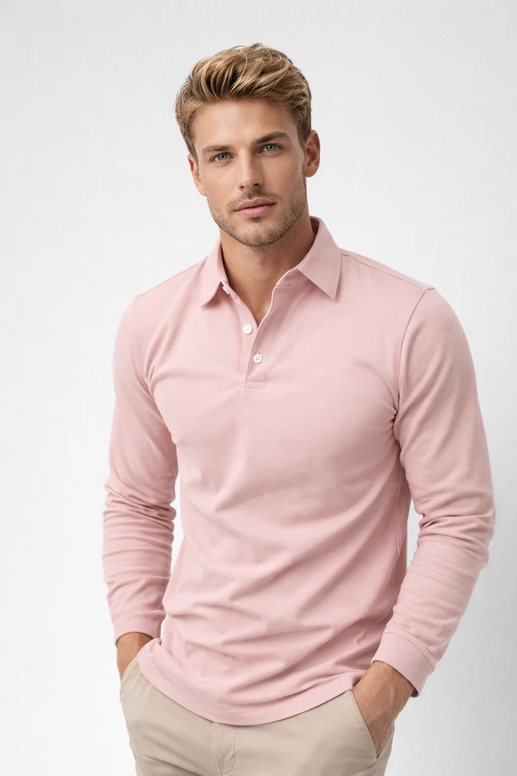 Polo Heren Lange Mouwen Klassieke Kraag Casual Stijl