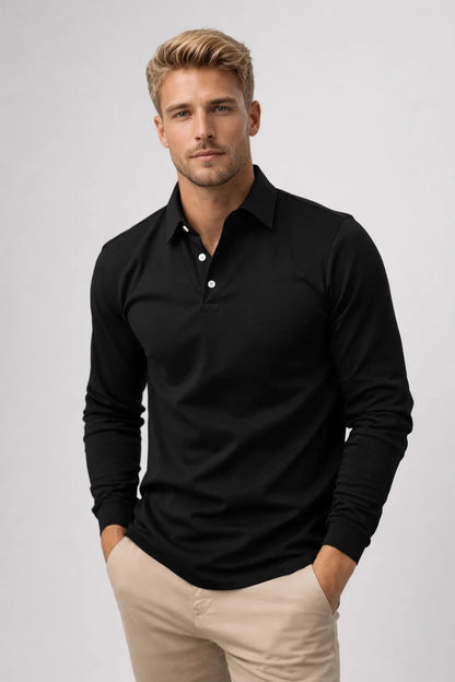 Polo Heren Lange Mouwen Klassieke Kraag Casual Stijl