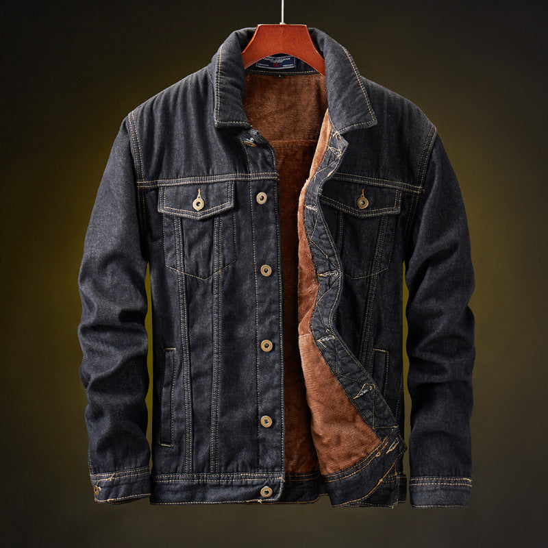 Heren Denim Jas Warm Met Sherpa Voering Stoer