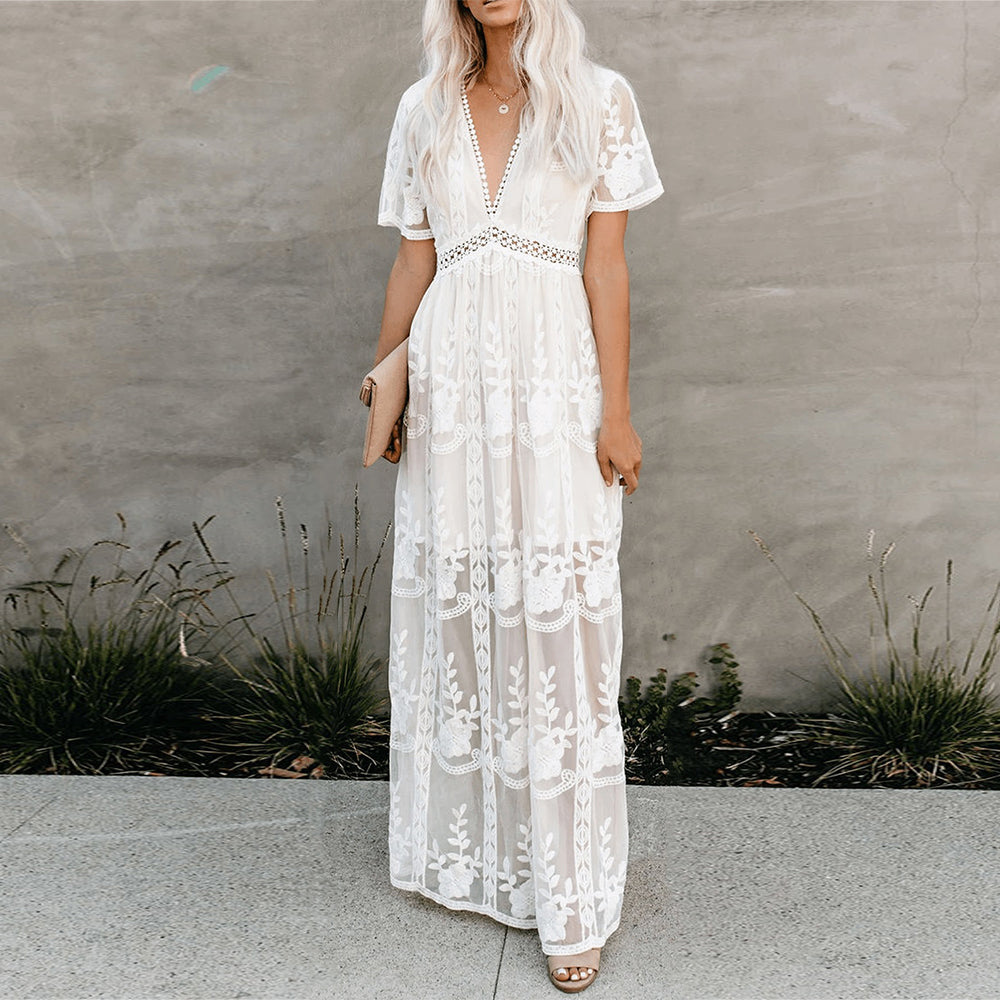Elegante Avondjurk Lange Vloeiende Zomerjurk