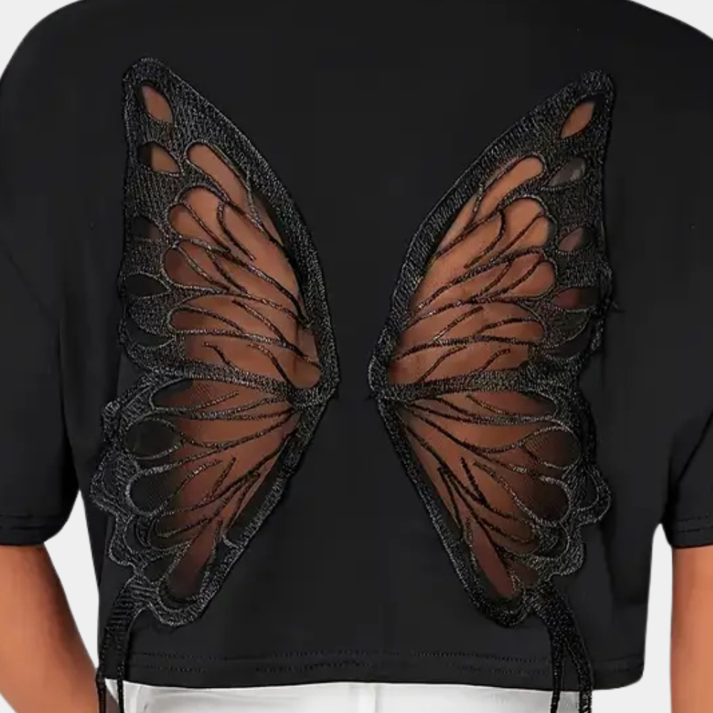 Vlinder T-Shirt Korte Mouw Vrouw
