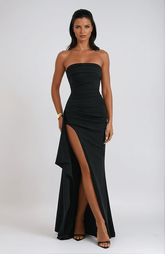 Jurk met Split en Glitter Details Elegante Avondjurk - StudioMarella
