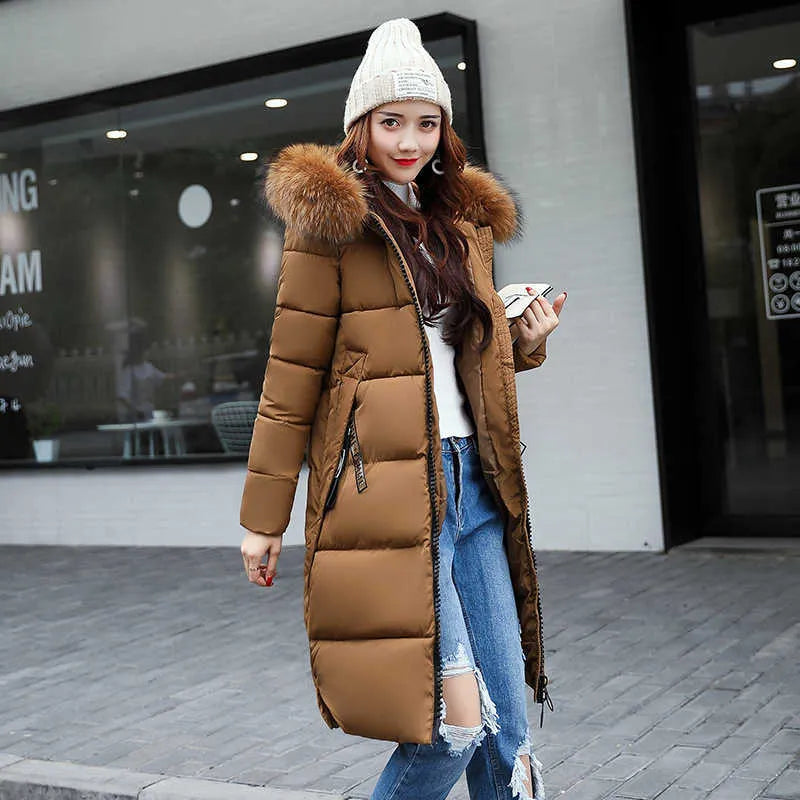 Dames Pufferjas Warm Imitatiebont Capuchon Winterjas