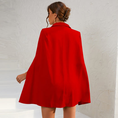 Vrouwen Blazer Jurk Met Cape en Riempje