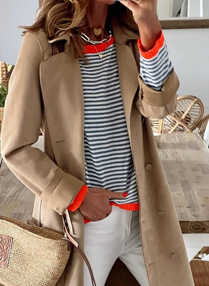 Dames Sweatshirt Warm Gestreept Losse Pasvorm - StudioMarella