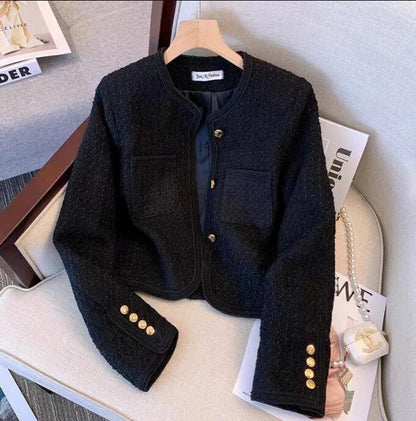 Dame Jas Elegante Tweed Jas met Knopen