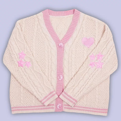 Dames Trui V-hals Geborduurd Feminiene Look