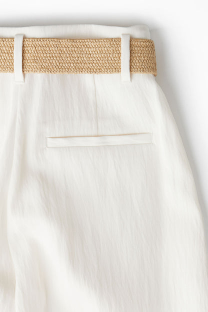 Damesbroek Hoge Taille Wijd met Riem en Oversized Pijpen