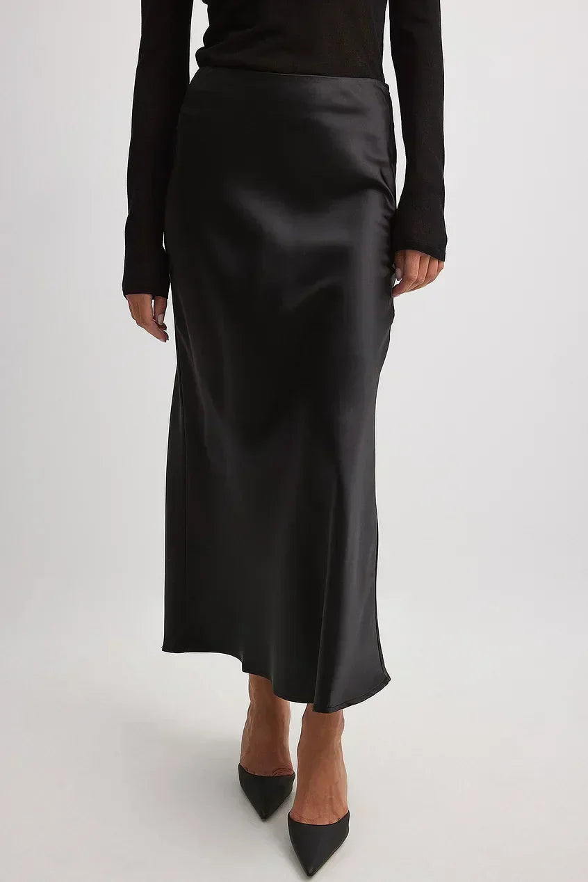 Satijnen Maxi Rok A-Lijn voor Dames Glanzend en Elegante