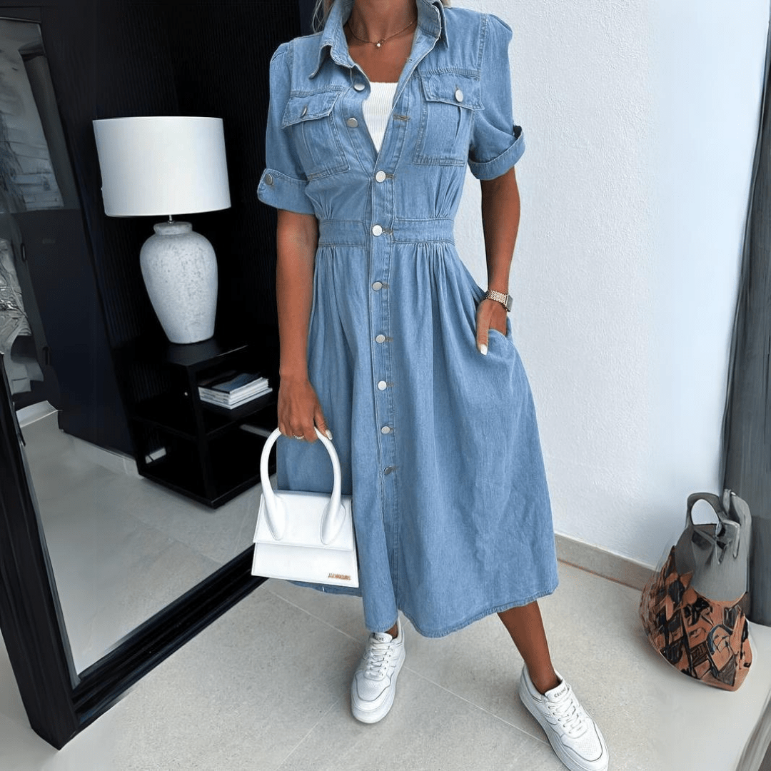 Blouse Jurk Dames Denim Korte Zomerjurk - StudioMarella