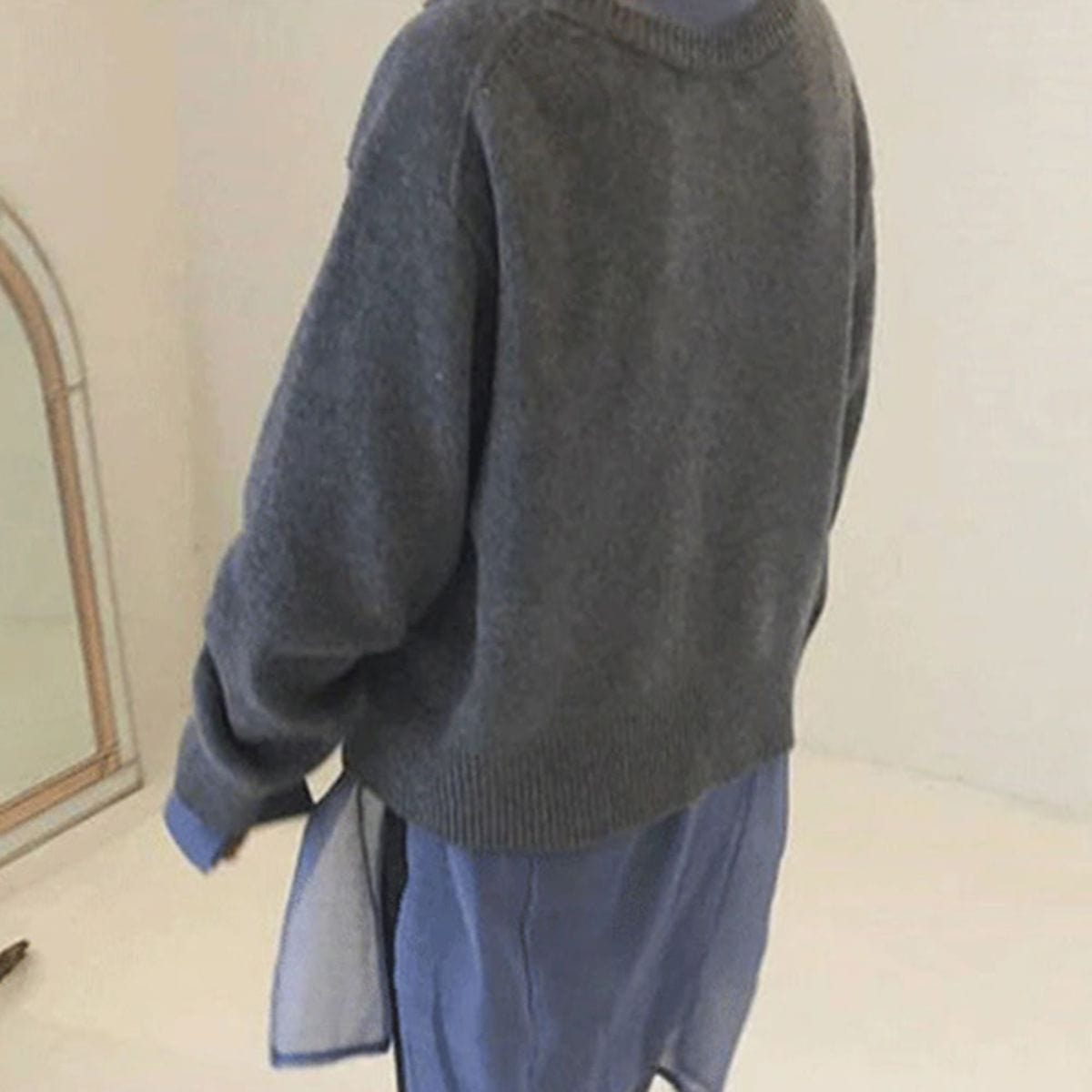 Dames Gebreide Vest Asymmetrisch met Knopen