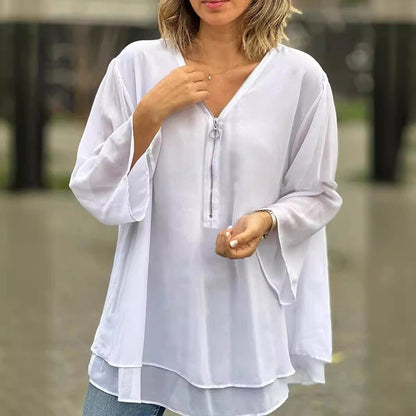 Vrouwelijke Chiffon Bloes Lichte Zomerkleding