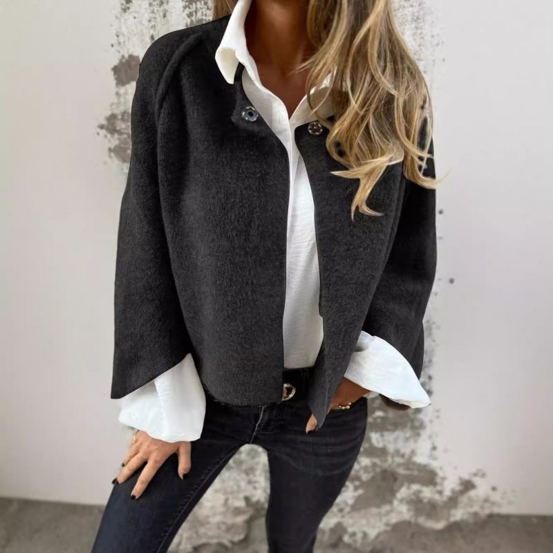 Korte damesjas Mode Coat Donker Grijs
