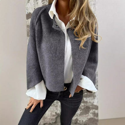 Korte damesjas Mode Coat Donker Grijs