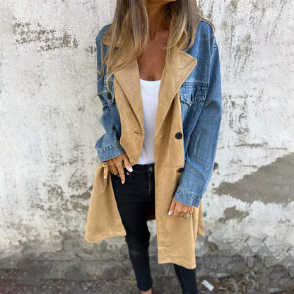 Trenchcoat Denim Met Steekwerk
