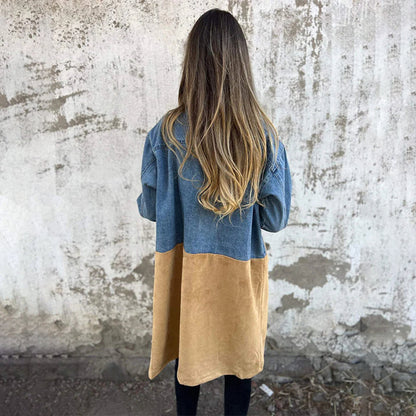 Trenchcoat Denim Met Steekwerk
