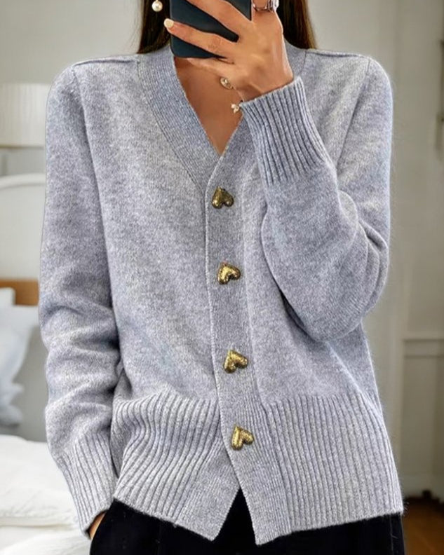 Dames Elegant Vest Met Hartvormige Knopen - StudioMarella