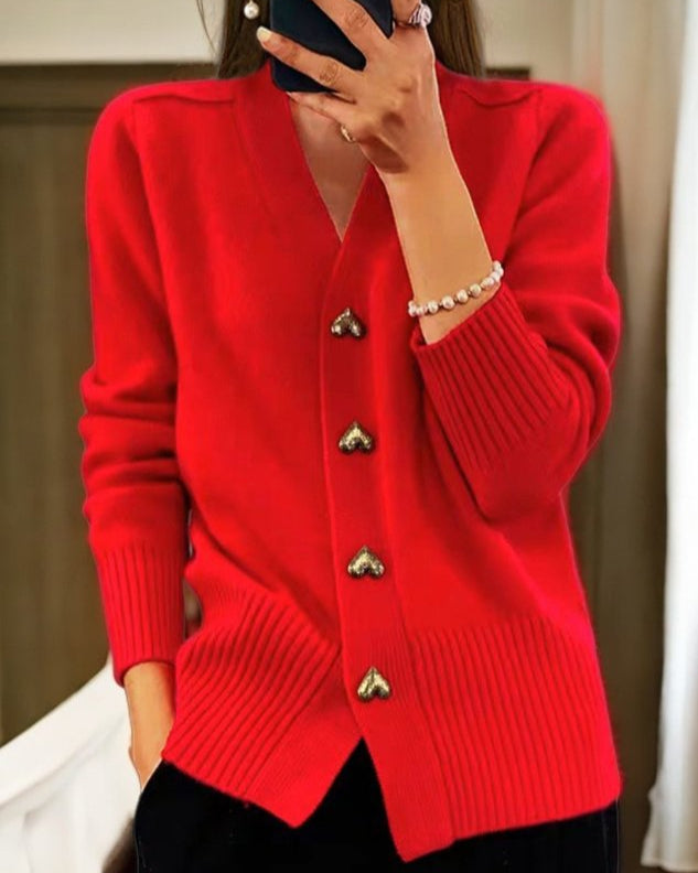 Dames Elegant Vest Met Hartvormige Knopen
