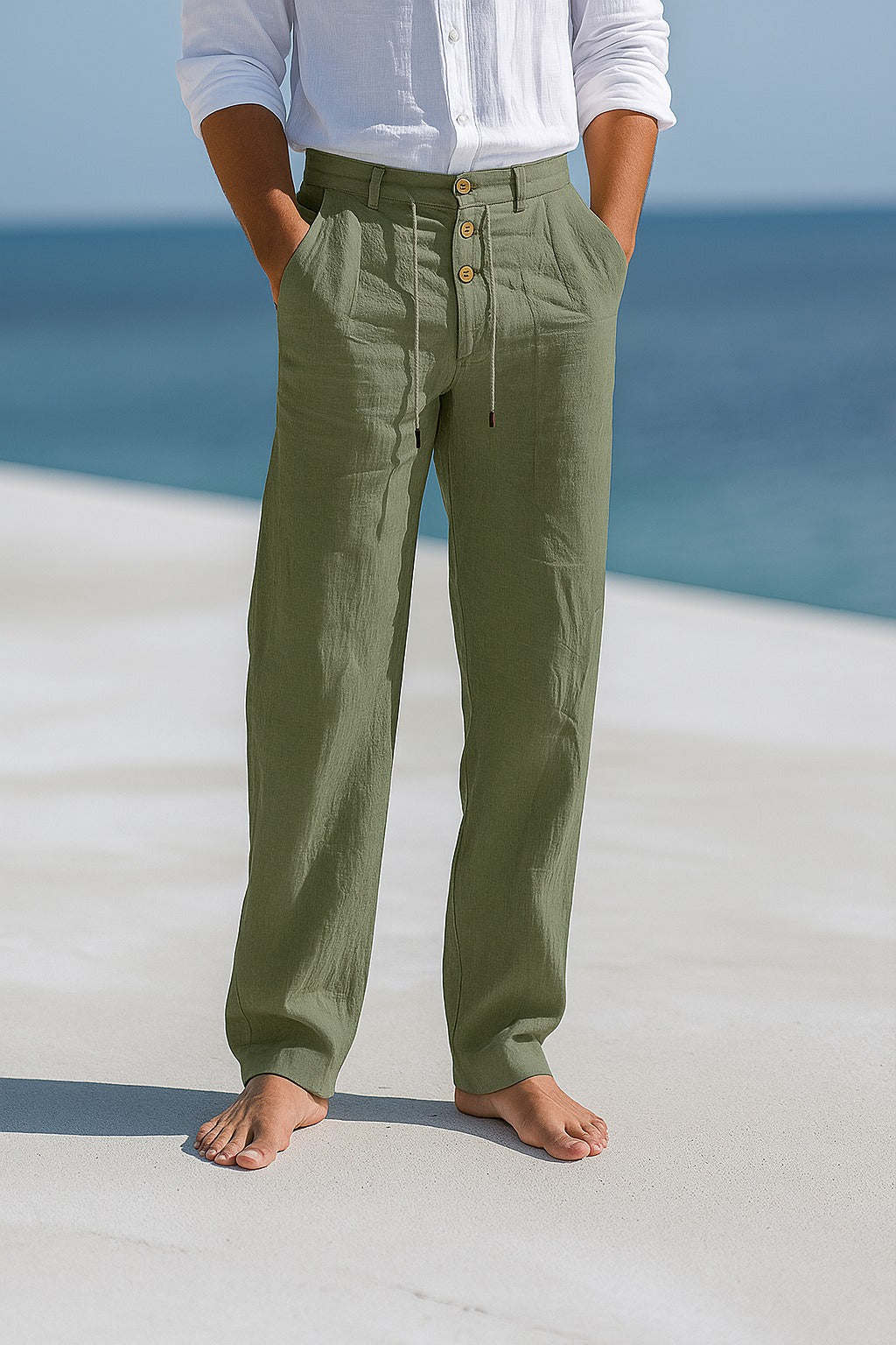 Heren Linnen Broek Koord – Lichte Zomerbroek voor Strand en Vakantie
