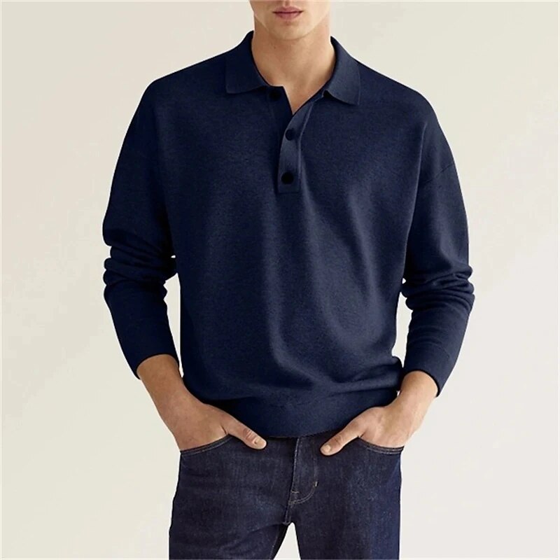 Heren Poloshirt Lange Mouw Klassiek Design