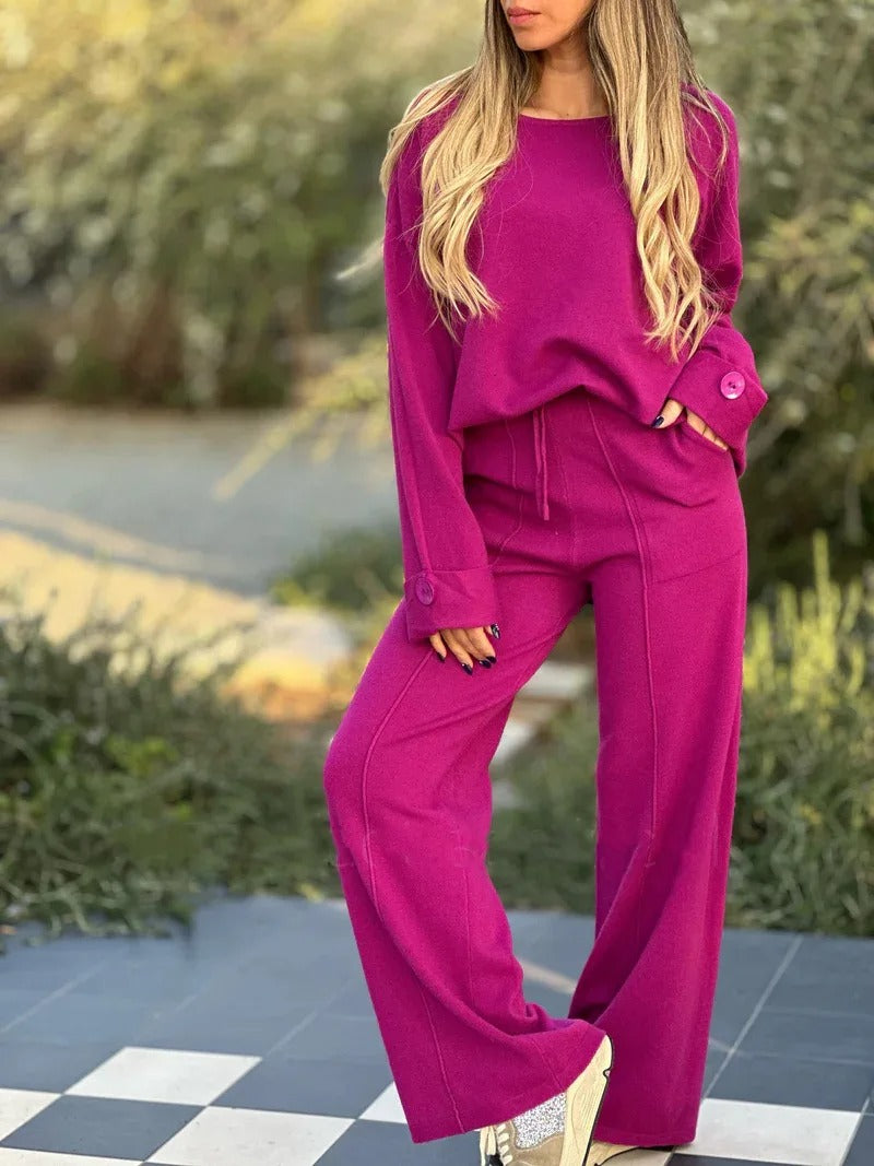 Vrouwelijke Jumpsuit Lange Mouwen Wijde Broek → Vrouwelijke Lange Jumpsuit Wijde Pijpen