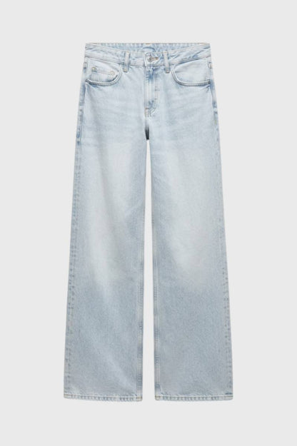 Wijde Jeans Dames - Straight Fit met Hoge Taille | Vintage — Lichtblauw